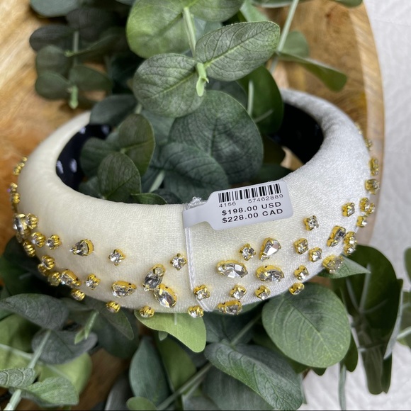 NWT Lele Sadoughi - Ivory Crystal Padded Headband - Picture 3 of 13